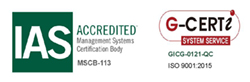 IAS accredited and G-Certi ISO 9001 certification marks